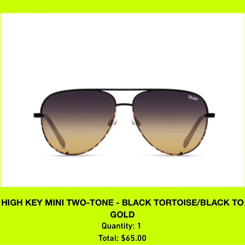 Quay Australia: HIGH KEY MINI TWO-TONE - BLACK TORTOISE/BLACK TO GOLD